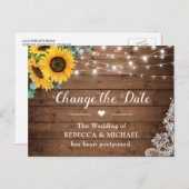 Carte Postale Changer la date Rustique Tournesol Guirlande Lumin (Devant / Derrière)