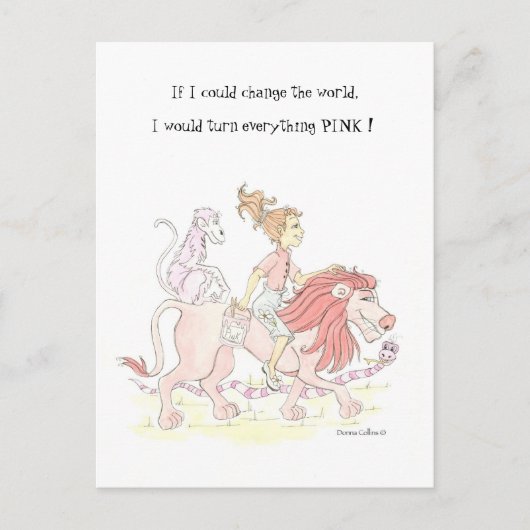 Carte Postale Changer le monde rose (Devant)