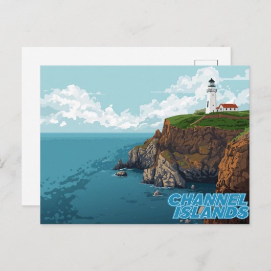 Carte Postale Channel Islands Lighthouse Coastal Art (Devant / Derrière)