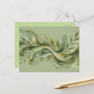 Carte Postale Chanson de la Terre Flowing Abstraits Verts Sauge