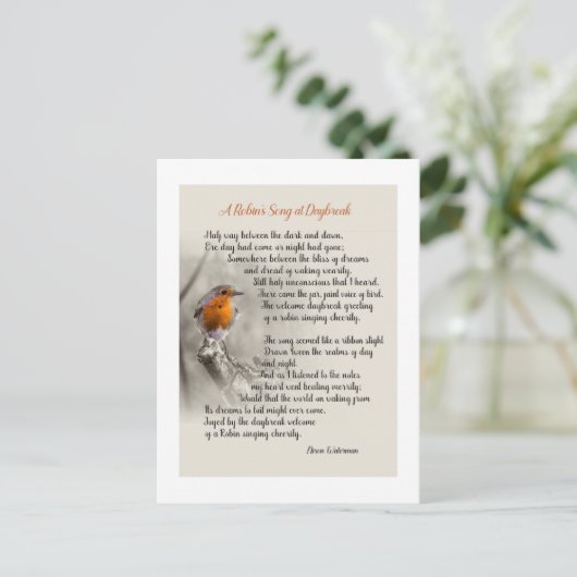 Carte Postale Chanson de Robin à Daybreak - Poème de N. Waterman (Debout devant)