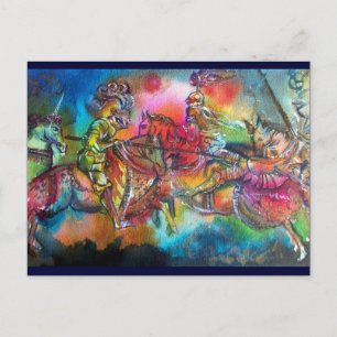 CARTE POSTALE CHANSON DE ROLAND/ COMBAT DES CHEVALIERS EN TOURNO