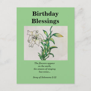 Carte Postale Chanson de Salomon Bénédiction d'anniversaire Lys 