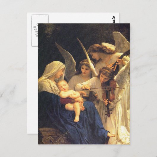 Carte Postale Chanson des Anges, William-Adolphe Bouguereau (Devant / Derrière)