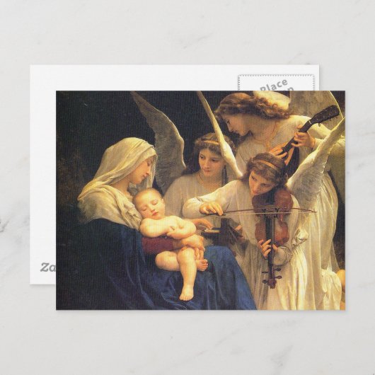 Carte Postale Chanson des Anges, William-Adolphe Bouguereau (Devant / Derrière)