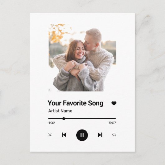 Carte Postale Chanson Personnalisée Chanson Favorite Chanson Une (Devant)