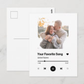 Carte Postale Chanson personnalisée Une photo de chanson préféré (Devant / Derrière)