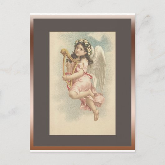 Carte Postale Chanson -Petite fille avec harpe (Devant)