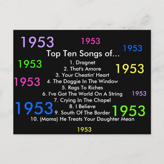 Carte Postale Chansons 1953 (Devant)