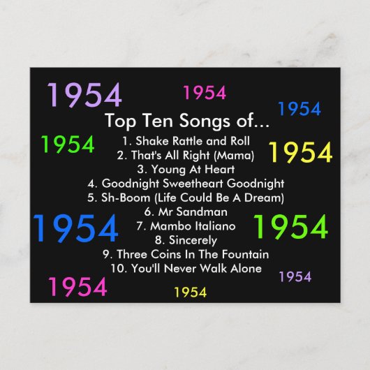 Carte Postale Chansons 1954 (Devant)