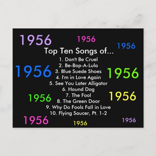 Carte Postale Chansons 1956 (Devant)