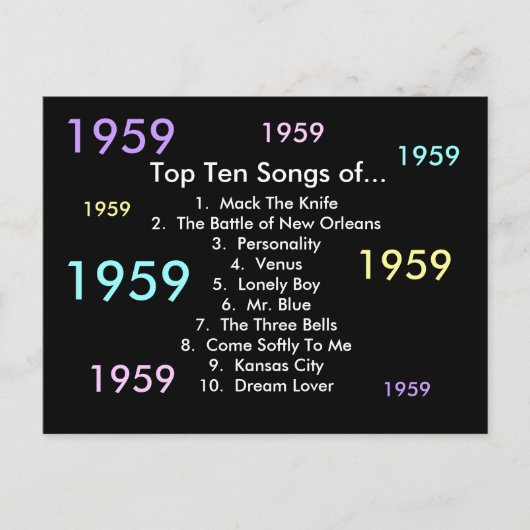 Carte Postale Chansons 1959 (Devant)