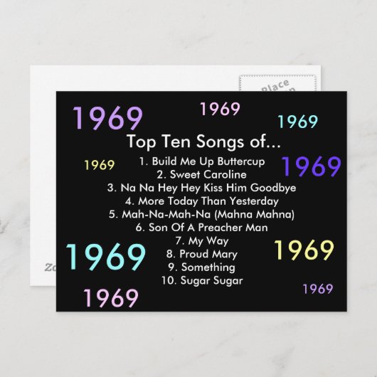 Carte Postale Chansons 1969 (Devant / Derrière)