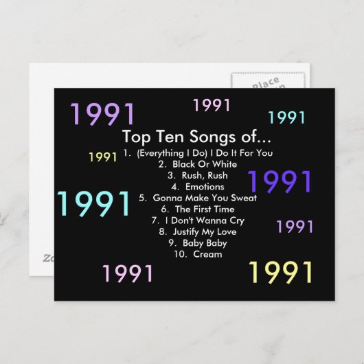 Carte Postale Chansons 1991 (Devant / Derrière)