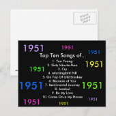 Carte Postale Chansons de 1951 (Devant / Derrière)