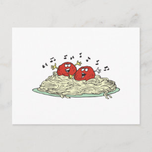 Carte Postale chant des boulettes de viande sur spaghetti