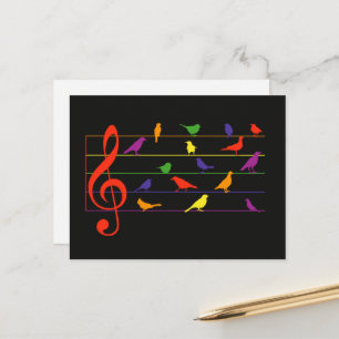 Carte Postale Chant d'oiseau, dessin coloré
