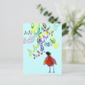 Carte Postale Chant d'oiseaux aquarelle moderne (Debout devant)