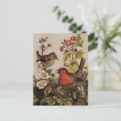Carte Postale Chant d'oiseaux du printemps vintage botanique flo (Debout devant)