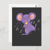 Carte Postale Chant drôle Mouse Lover Microphone Singer (Devant / Derrière)