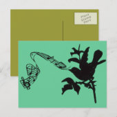 Carte Postale Chant musical Oiseau noir N'importe quel Arrière - (Devant / Derrière)