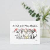 Carte Postale Chanter des chats Merry Christmas Card (Debout devant)