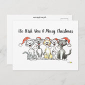Carte Postale Chanter des chats Merry Christmas Card (Devant / Derrière)
