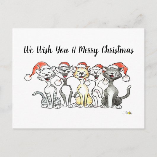 Carte Postale Chanter des chats Merry Christmas Card (Devant)