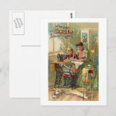 Carte Postale Chanteur Machine à coudre Annonce "La première leç (Devant / Derrière)