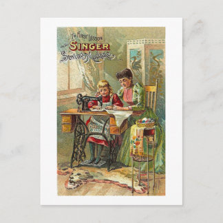 Carte Postale Chanteur Machine à coudre "La première leçon" Vict