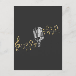 Carte Postale Chanteur Microphone Notes musicales Amateur de kar