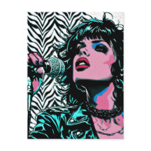 Chanteur Pop Art Amateurs de Musique Rose Cyan