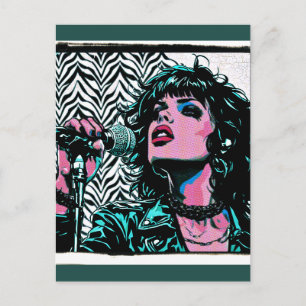 Carte Postale Chanteur Pop Art Rose Clair Rockeur Punk Amateurs