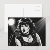 Carte Postale Chanteuse goth punk de style BD noir et blanc des (Devant / Derrière)