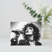Carte Postale Chanteuse Goth Punk Style Graphique Rétro (Debout devant)