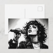 Carte Postale Chanteuse Goth Punk Style Graphique Rétro (Devant / Derrière)