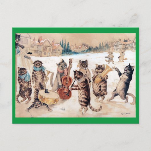 Carte Postale Chants de Noël, Louis Wain (Devant)