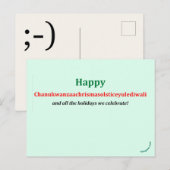 Carte Postale Chanukwanzaachrismasolsticeyulediwali (Devant / Derrière)
