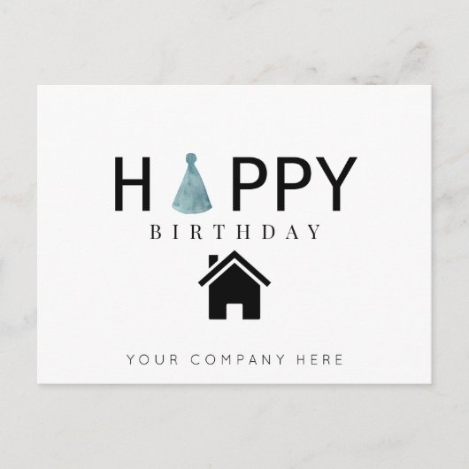 Carte Postale Chapeau d'anniversaire immobilier Joyeux Anniversa (Devant)