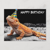 Carte Postale Chapeau d'anniversaire portant un dragon barbu d'a (Devant)
