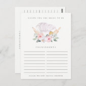 Carte Postale Chapeau de Chef Blush Fleur Recette Demande Enterr (Devant / Derrière)