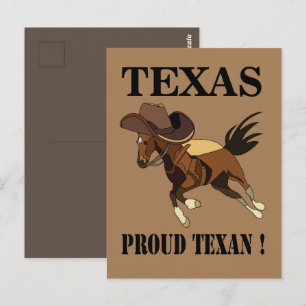 Carte Postale Chapeau de Cowboy Cheval Texan Fier Texas