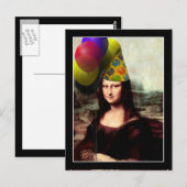 Carte Postale Chapeau de fête d'anniversaire de Mona Lisa (Devant / Derrière)
