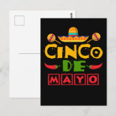 Carte Postale Chapeau de Fiesta Mexicaine Joyeux Cinco De Mayo (Devant / Derrière)
