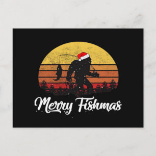 Carte Postale Chapeau de Noël de Santa Bigfoot Joyeux Fishmas Vi
