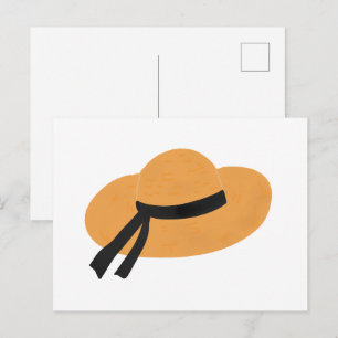 Carte Postale Chapeau de paille à large bord pour l'été sur la p