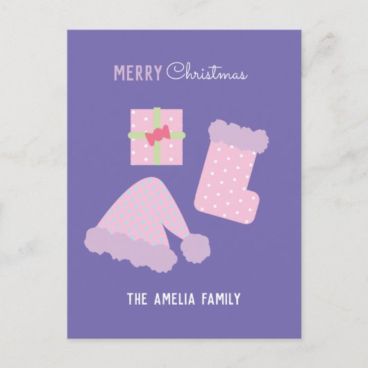 Carte Postale Chapeau de Père Noël de Noël Chaussette Cadeau (Devant)