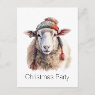 Carte Postale Chapeau d'hiver Mouton de Noël Texte personnalisé