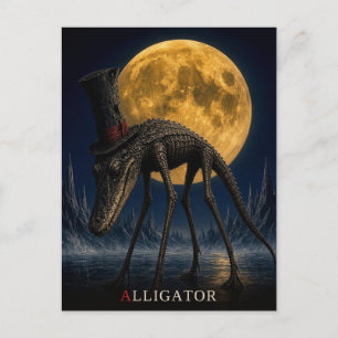 Carte Postale Chapeau haut de forme gothique d'alligator Surréal