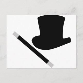 Carte Postale chapeau magique et baguette magique